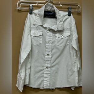 Wrangler Shirt Boys XS (3-4) Western Cowboy Long Sleeve Pearl Snap White Rodeo